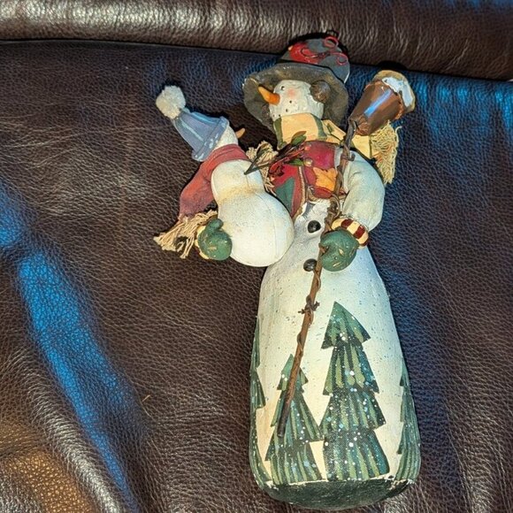 *3 FOR $9* Stuffed weighted Snowman with Baby Handmade Painted Figurine Decor - Picture 1 of 3